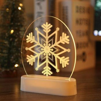 3D Acrylic USB LED Night Light - Deer and Snowman
