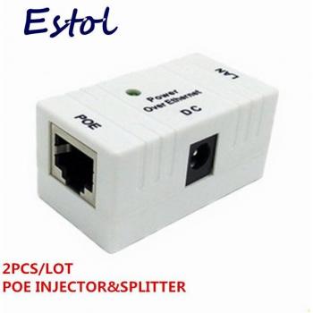 White 2PCS RJ45 Connector POE Injector Power over Ethernet Adapter for IP Camera and IP Phone