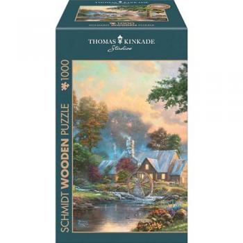 Puzzle 1000 pièces en bois : Le vieux moulin à eau - Thomas Kinkade