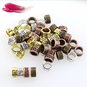 Antique Silver Viking Rune Hair Braid Beads - 60 pcs