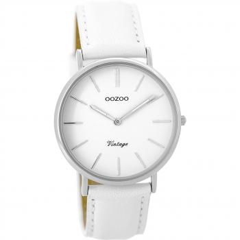 Oozoo Classic Damen-Analoguhr – 36 mm, Lederband, Weiß/Weiß – C9312