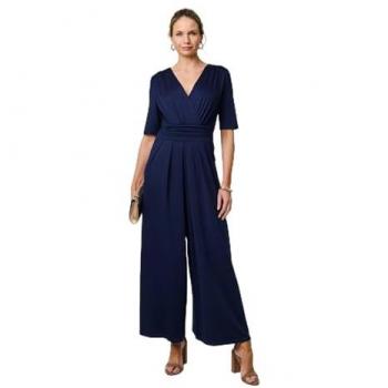 Izabel London Half‑Sleeve Wrap‑Waist Jumpsuit (Blue)