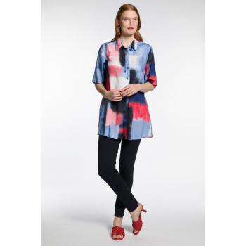 Camicia Tunica Viscosa Plus Size con Stampa Acquerello e Bottoni, Donna, Blu, Taglia 32/34 - Ulla Popken