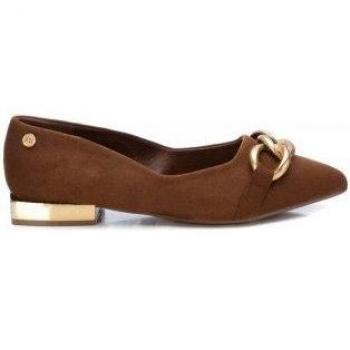 Xti XTI 142000 CAMEL - Zapato Bajo Estilo Bailarina Mujer - Cadena Entrelazada Metálica - Tacón Cuadrado Dorado
