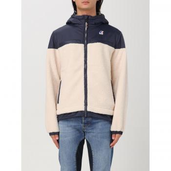 K-WAY Men's Outdoor Jacket - Ecru/Blue - Size S