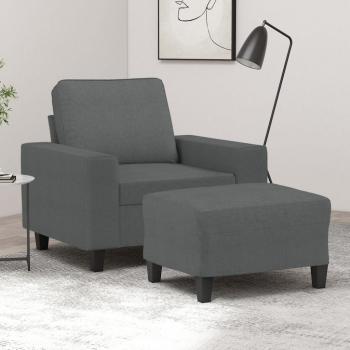 VidaXL Dark Grey Fabric Sofa Chair with Footstool 60 cm