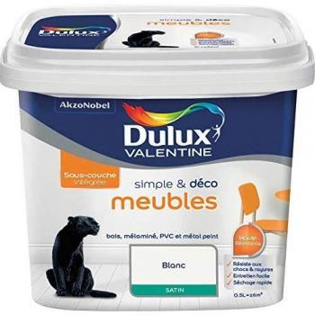 Dulux Valentine Peinture Rénovation Simple & Décor Meubles Blanc Satin 0,5 L