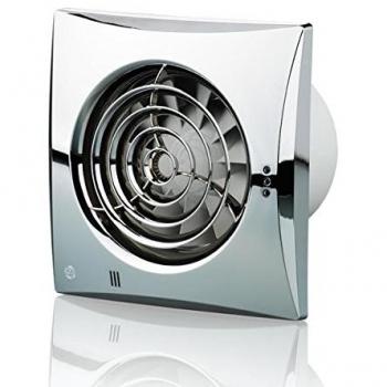 HiB Hush Wall Mounted Extractor Fan with Timer and Humidity Sensor | Chrome | Plastic | 158mm x 158mm x 30mm