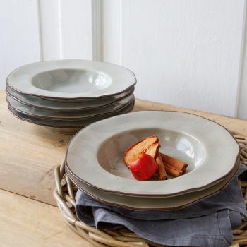 Lot de 6 assiettes creuses Biarré, gris