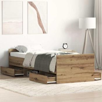 Artisan Oak Bed Frame 90x190 cm Single Engineered Wood vidaXL