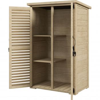 Outsunny Armadio Da Esterno Portaoggetti A 2 Ripiani In Legno Di Abete, 75x50x111/118 Cm
