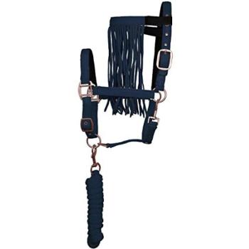 Kit Imperial Riding : licol, corde de tête et franges anti-mouches Marine (Taille complète)