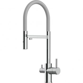 Grifo de cocina con caño giratorio 360° y ducha flexible