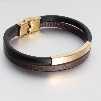 Bracelet en cuir vintage pour homme avec fermoir en acier inoxydable