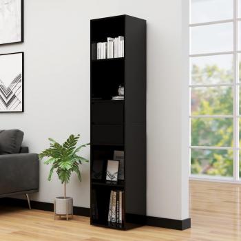 Hochglanz‑Schwarzes Bücherregal (36 × 30 × 171 cm) – Spanplattenbau