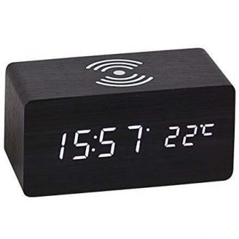 Atlanta 1129/7 Tischwecker Wireless Charging Schwarz