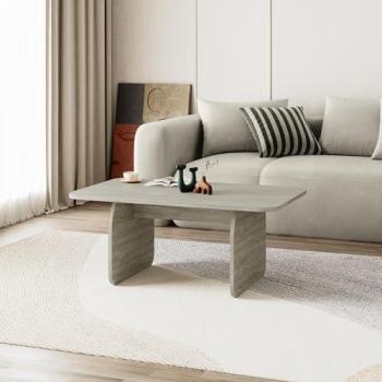 Travertine Radius Edge Coffee Table – Modern Japandi