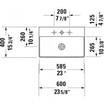 Meuble vasque DuraSquare 60x40 cm, sans trop-plein, blanc
