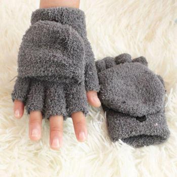 Women’s Thick Fingerless Velvet Gloves