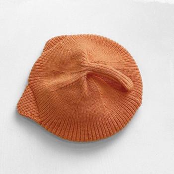 CARTELO Children's Cat Ear Knitted Beret - Solid Color Warm Hat for Autumn and Winter
