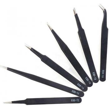 Pinzas pequeñas curvadas y planas de acero inoxidable 1.0mm en blanco y negro para belleza