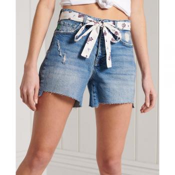 Superdry Women's Vintage Mid Rise Slim Denim Shorts - Light Wash - Size 26