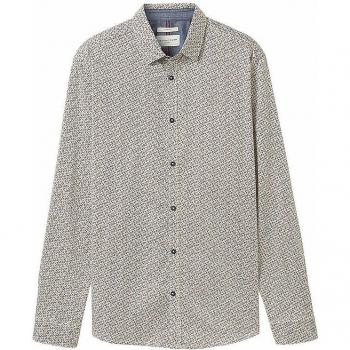 Tom Tailor Ecru Gedessineerd Shirt met Stretch