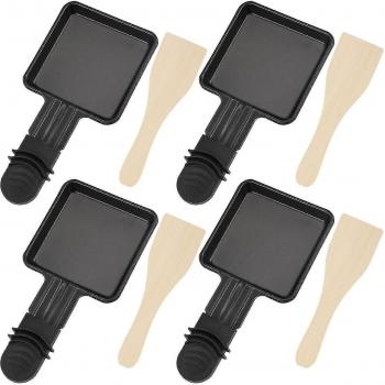 Juego de 4 Mini Platos para Raclette con 4 Espátulas de Madera