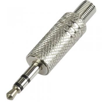 TRU Components 595197 3.5mm Silver 3-Pin Straight Audio Connector