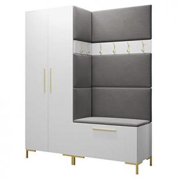 Tivsoa 100 Set Arredo Corridoio Bianco 196x158x44cm Arazzo Truciolare Laminato Montaggio Parete Da Terra