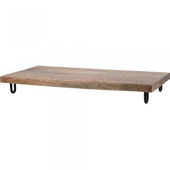 Serviertablett aus Holz mit schwarzen Füßen
