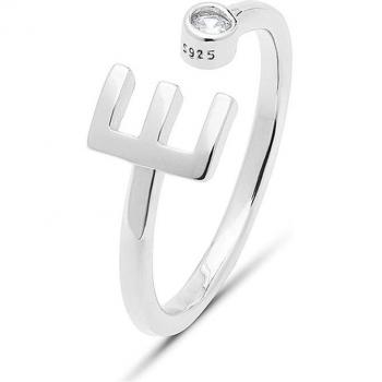Luxenter - Anillo Alphabet de plata de ley 925 con baño de rodio