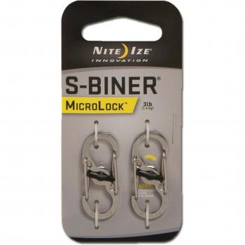 Mousqueton S-Biner MicroLock acier lot de 2 - Argent