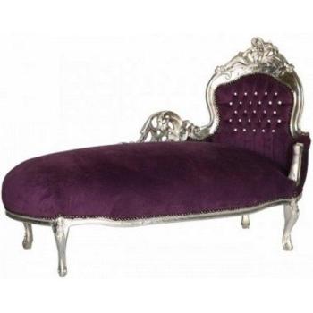 Casa Padrino Barock Sofa-Seitenbett „Royal Sparkle“ – Lila/Silber mit Kristall