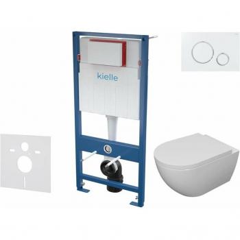 Vaso WC Kielle Genesis con Copriwater SoftClose e Placca Gemini ii Bianco/Cromo