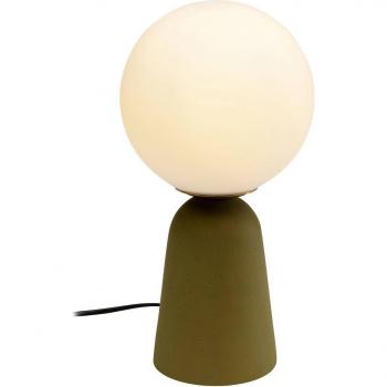 Bollie Table Lamp with Green Concrete Base and Opal Glass 31cm