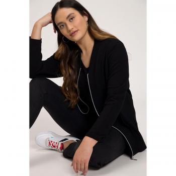 Felpa giacca scollo a V zip taglie comode donna nera 52/54 viscosa poliestere