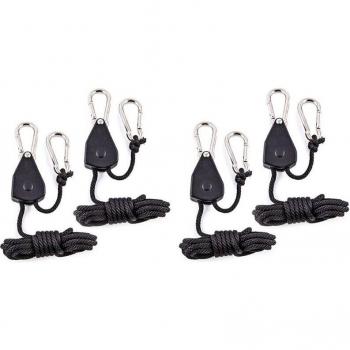 4Pcs Heavy Duty Grow Light Ratchet Rope Hanger