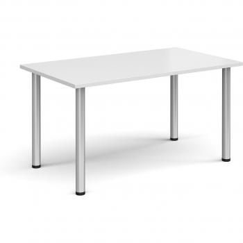 Rectangular silver radial leg meeting table 1400mm x 800mm - white