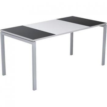 Bureau Easy Office 140x80cm Pied Blanc Plateau Blanc/noir