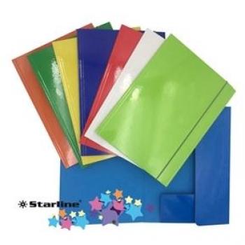 Cartellina con elastico - cartone plastificato - 3 lembi - 25x34 cm - colori assortiti - Queen Starline OD0032LBXXXAE15