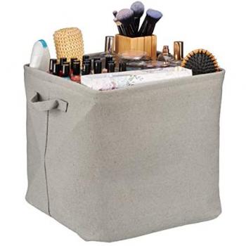 Borsa Portaoggetti in Stoffa, Contenitore Salvaspazio con Manici hlp 33x33x33 cm, Grigio - Relaxdays