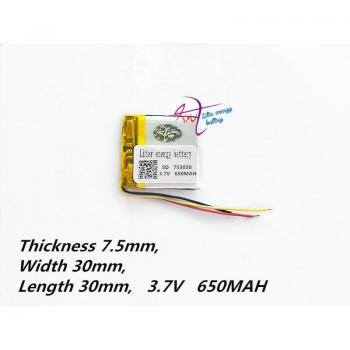 Batterie 3 Lignes Lithium‑Ion 753030 3,7 V 650 mAh – Compatibilité Tablettes 7/8/9″ et MP3/MP4/DVD