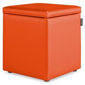 Puff cubo arcón polipiel naranja 1 unidad