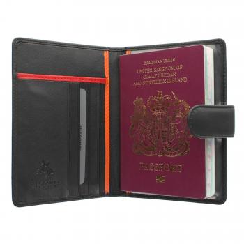 Visconti ODDJOB: Bolsa Portapassaportes BD15 con Cierre de Lengüeta y Protección RFID en Negro/Naranja/Rojo