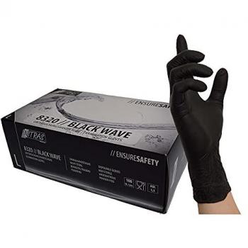 Nitras Medical Nitril-Handschuhe NITRAS 8320 Black Wave Einmalhandschuhe -Handschuhe puderfrei reißfest (Spar-Set)