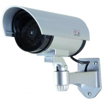 LogiLink SC0204 Silver Bullet Fake Security Camera with Red Flashing Light