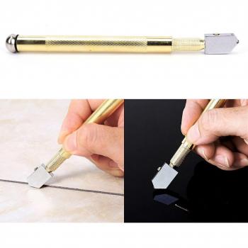 Diamond Glass Cutter with Anti-Slip Metal Handle, 6-12mm Steel Blade and Oil Reservoir