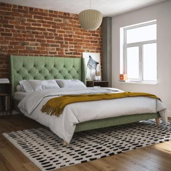 Novogratz Her Majesty Upholstered Platform Bed, Light Green, Double (4'6)