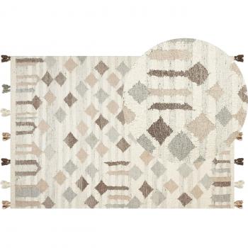 Kaghtrashen Tapis Kilim artisanal 160×230 cm avec pompons colorés